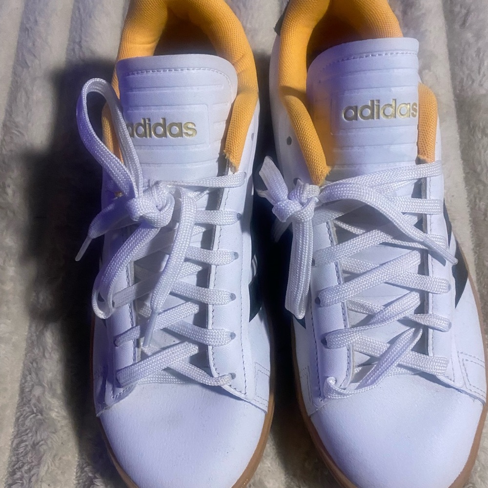 Adidas White and Gold Sneakers